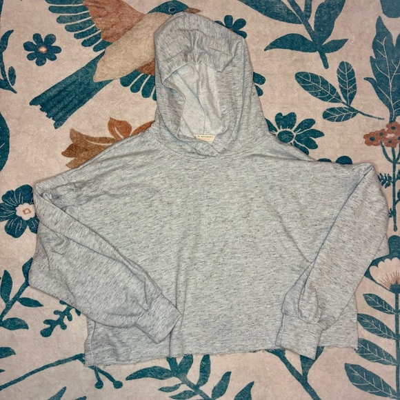 free people movement Sweaters - NWOT Free People Movement Gray Hooded Crop Sweatshirt